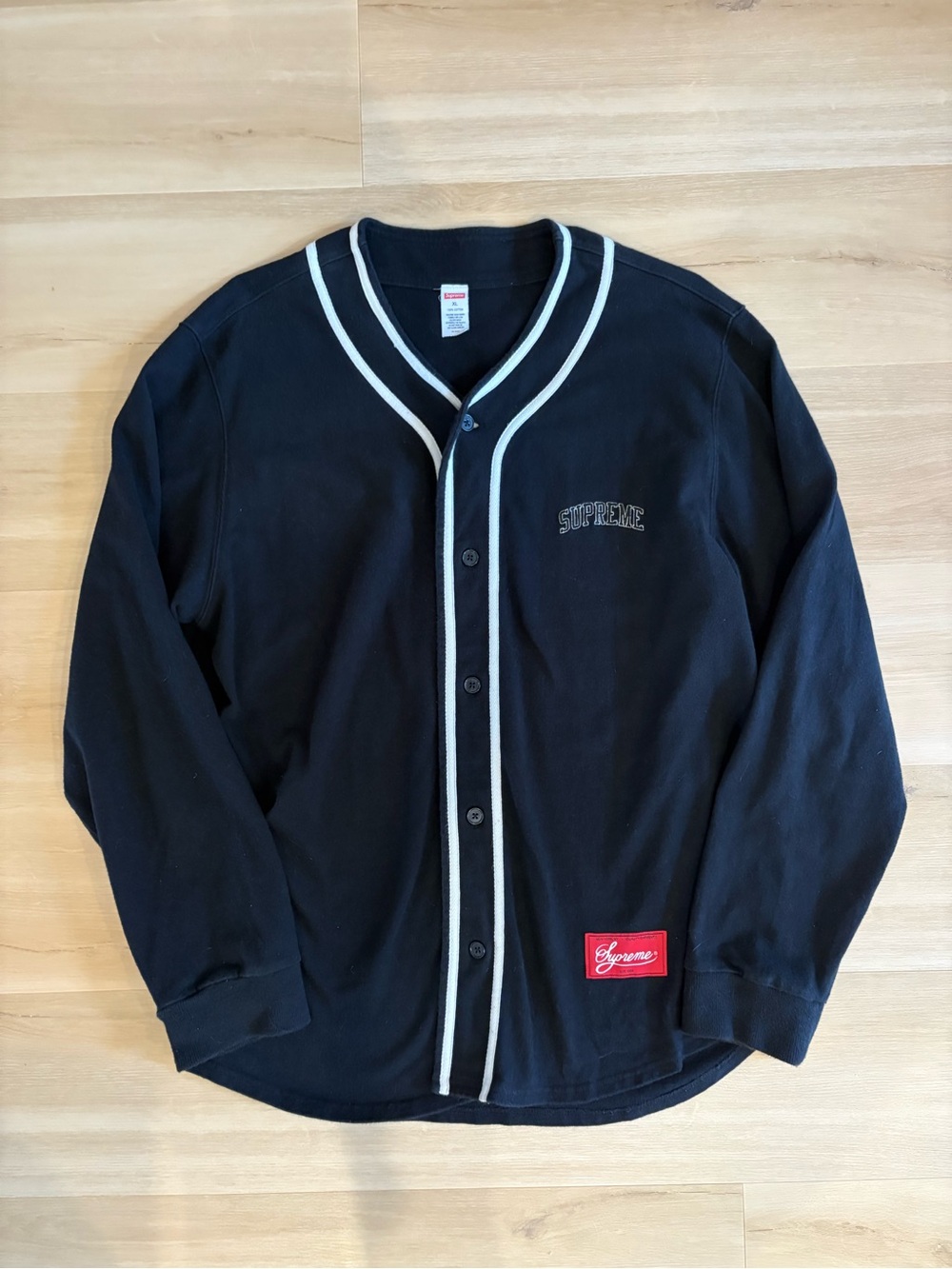 Black Supreme Baseball Jersey Cardigan Size XL